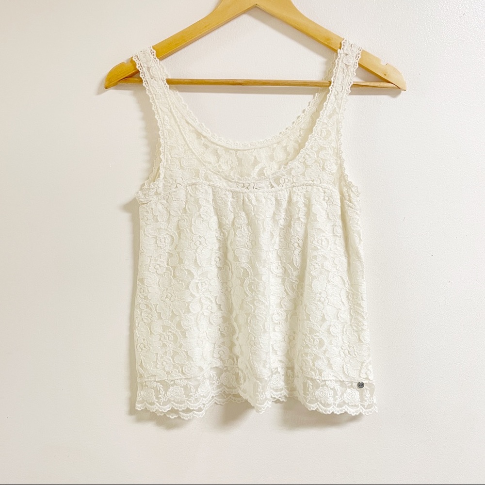 Abercrombie White Lace Tank Top Sleeveless Blouse
